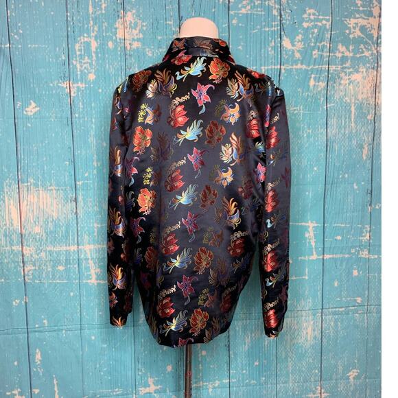 Reversible black red floral embroidered Asian inspired blazer size Medium - Picture 9 of 16
